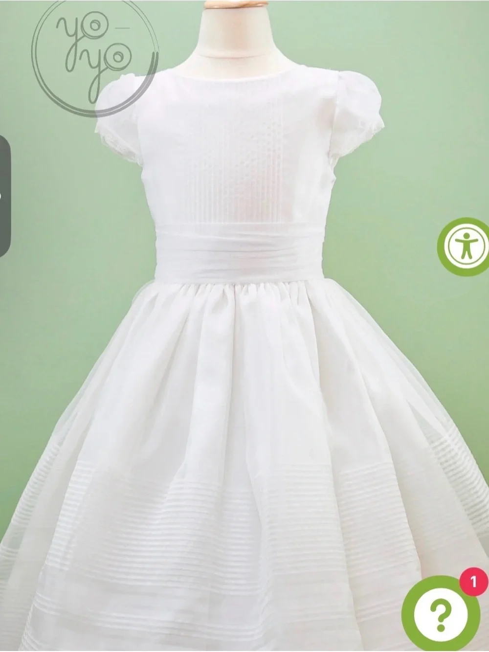 Classic White Girls' Communion Dress with Pintuck Skirt